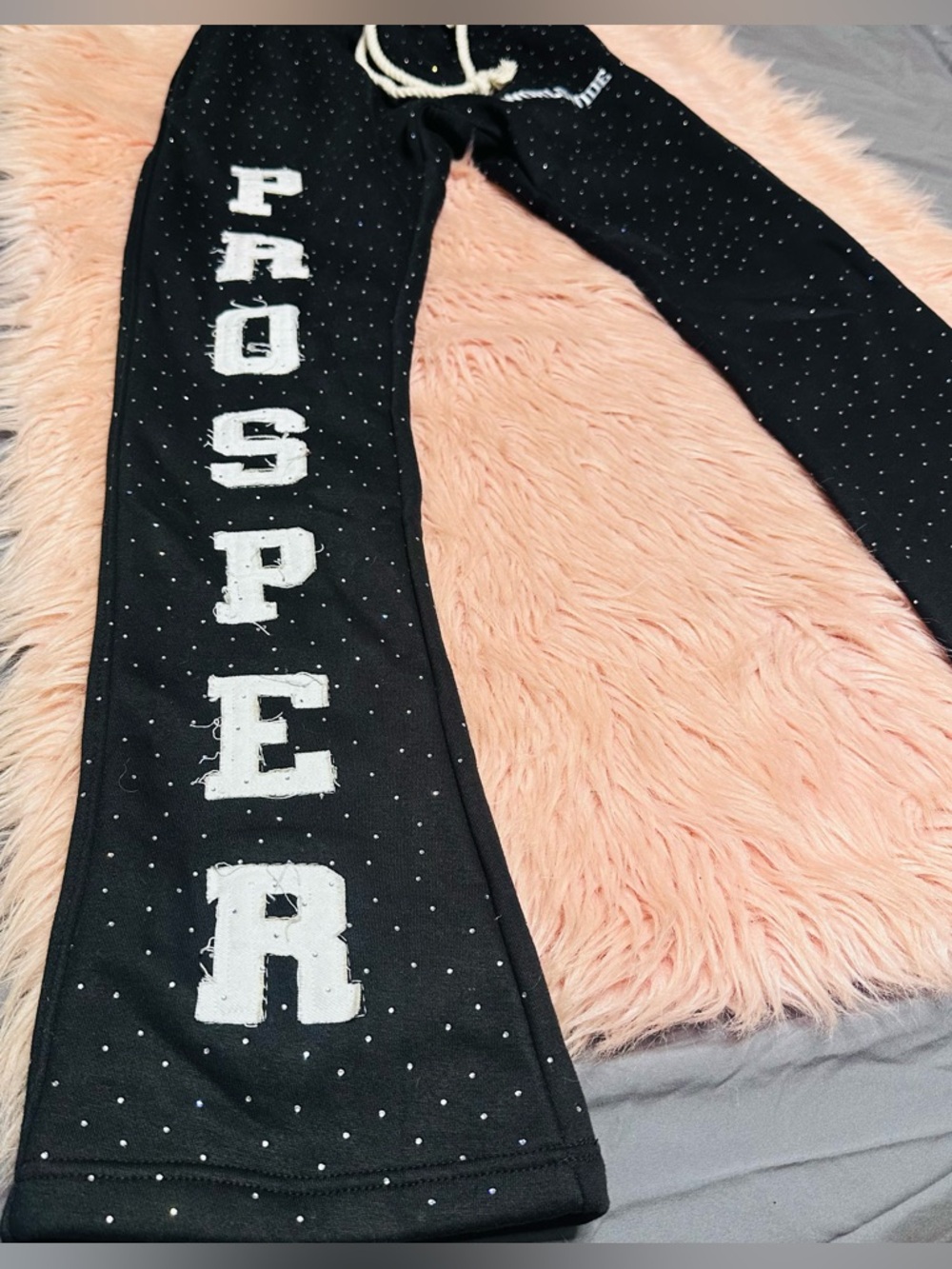 Black 'PROSPER' Rhinestone Sweatpants - Picture 5 of 14